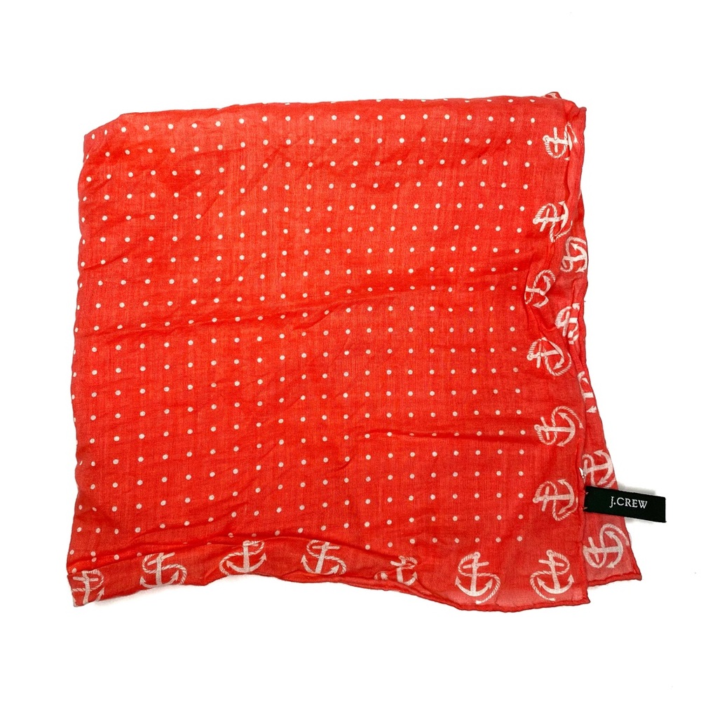 J. Crew Coral Orange Polka Dot Anchor Combo Fabric Square